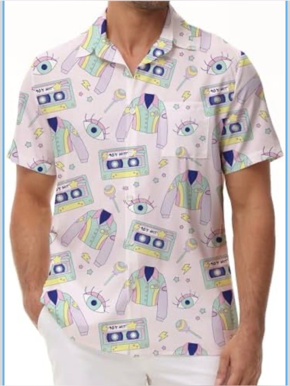 KYKU men's size 2XL casual retro print button down costume 80s 90s party new
